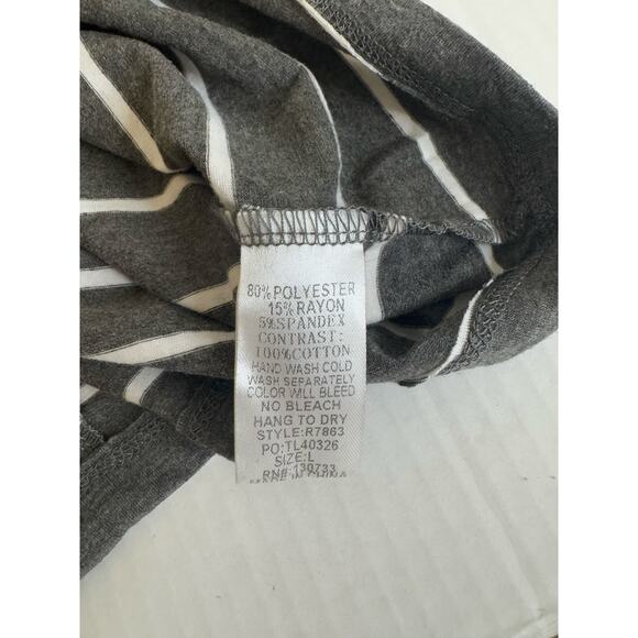 Umgee Women's Long‎ Sleeve Shirt Lace Tie in Back Gray Ivory - Picture 7 of 8